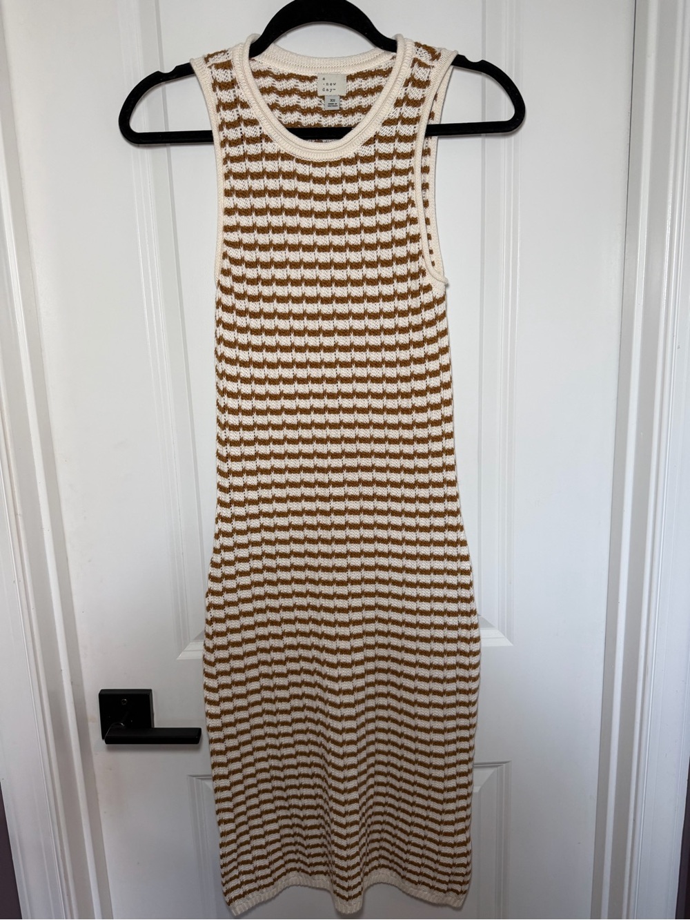 a new day Striped Knit Tank Midi Dress in Cream and Brown